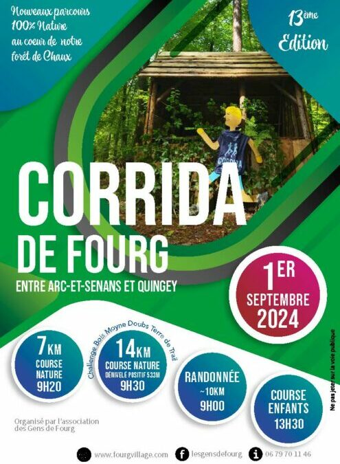 Corrida de Fourg 1er septembre 2024 ! 100% Nature !